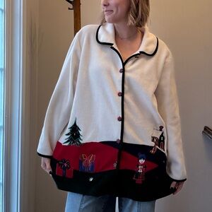 Festive White and Black Holiday Cardigan